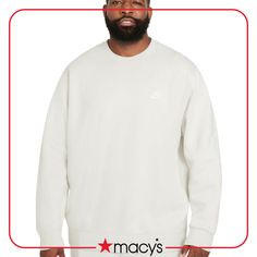 in stock Nike White Relaxed Fit Sweatshirt, White Nike Sweatshirt Relaxed Fit, Nike White Crew Neck Sweatshirt, Nike White Crew Top, White Nike Crew Neck Sweatshirt, White Nike Crew Top, Mens Club, Holiday Trends, Bone White