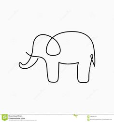 an elephant outline drawing on a white background stock photo - image 349784