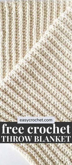 an easy crochet throw blanket with text overlay that reads, free crochet throw blanket