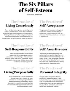 Six Pillars Of Self Esteem, Mental Health Facts, Mental Health Therapy, Therapy Worksheets