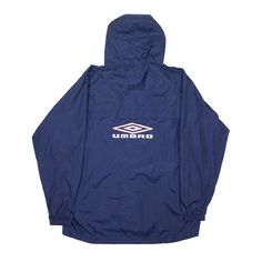 Item is in good used condition. >Size: XL >Armpit To Armpit: 24" >Armpit To Cuff: 20" >Collar To Hem: 27" Urban Blue Windbreaker With Double-lined Hood, Urban Blue Windbreaker With Double Hood, Urban Blue Windbreaker With Adjustable Hood, Blue Hooded Windbreaker For Streetwear, Blue Functional Windbreaker With Double-lined Hood, Functional Blue Windbreaker With Double-lined Hood, Blue Nylon Hooded Jacket For Streetwear, Blue Nylon Sports Hooded Jacket, Blue Urban Hooded Jacket For Outdoor Activities