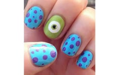 Monster Inc Nails, Simple Disney Nails, Disney Acrylic Nails, Disney Nail, Mauve Nails, Kutek Disney