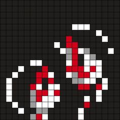 a cross stitch pattern with red and white squares