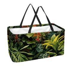 Material: 300D Oxford cloth Size: 22.0 x 12.6 x 11.4 in / 56 x 29 x 32 cm Features: Sturdy hand strap; Four support columns, support shopping basket after installation Tote Maintains Shape and Keep Upright Open A wonderful alternative to disposable bag, each bag is crafted from top quality material. Four support columns keep it, will maintain their box shape even when fully loaded with heavy items. Reinforced Handles and Easier To Transport The totes have long reinforced carrying handles. The ca Luxury Vegetable-tanned Rectangular Shoulder Bag, Palm Flower, Large Storage Bins, Support Columns, Grocery Bags, Hand Strap, Reusable Grocery Bags, Large Storage, Shopping Basket