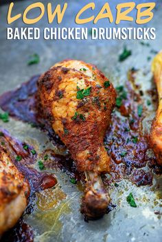 low carb baked chicken drumsticks on a baking sheet