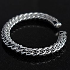 Arm Rings - Premium Gotland Armring, Silver - Grimfrost.com Viking Style Silver Bangle Bracelet, Handmade Viking Style Bracelet, Hand Forged Silver Viking Jewelry, Ancient Vikings, Dragon Head, Viking Jewelry, Free Jewelry, Fine Silver, Black Velvet