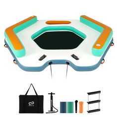 an inflatable swimming pool with accessories