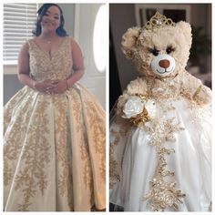 Custom Personalized Quinceanera bear / Last Doll. Made to look just like the quinceanera's dress. Attention to detail is my forte. Please allow 4-6 weeks to make the bear. Please message me to discuss prior to ordering. Please send me a picture of the front and back of the dress when placing the order along with color description as sometimes the pictures may appear differently. Looking forward to making your keepsake Quinceanera bear to cherish and remember her special day for years to come! 💕 Gold Princess Dress For Quinceanera, White Princess Quinceanera Dress, Gold Ball Gown For Quinceanera Debutante Ball, Gold Ball Gown For Quinceanera, Gold Ball Gown Quinceanera Dress For Debutante Ball, Gold Ball Gown For Quinceanera During Prom Season, Gold Ball Gown Pageant Dress, Gold Ball Gown For Pageant, Gold Princess Ball Gown For Pageant