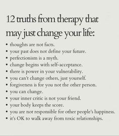 a poster with the words 12 truths from therapy that may just change your life