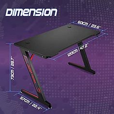 an image of a computer desk with measurements for the top and bottom parts on it