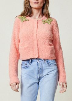 Nala Cropped Cardigan Sweater Lingua Franca NYC Amanda Jones, Beach Chic, Beaded Applique, Perfect Couple, Fresh Design, Cropped Style, Cropped Cardigan, Hand Beading, Pullover Sweaters