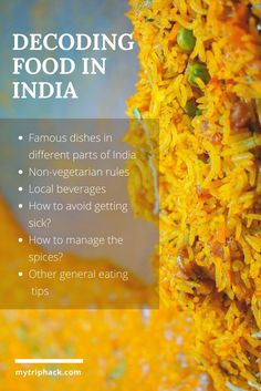 yellow rice with the words decoding food in india