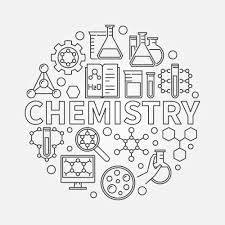 the word chemistry surrounded by science related items