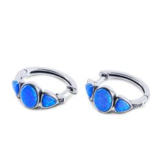 Like the color of blue ocean,the earrings showcase unbelievable natural beauty. You will fall in love with them at first sight.

Weight: 4.85 gWidth: 21.23 mmHeight: 9.41 mmThickness: 3.9 mmMaterial: Plating Color: Silver Blue Round Hoop Earrings For Formal Occasions, Formal Blue Round Hoop Earrings, Blue Opal Gemstone Earrings, Blue Gemstone Huggie Earrings Elegant Style, Nickel-free Opal Earrings, Elegant Blue Gemstone Huggie Earrings, Sapphire Sterling Silver Hoop Earrings, Blue Sterling Silver Hoop Earrings Fine Jewelry, Blue Teardrop Gemstone Hoop Earrings