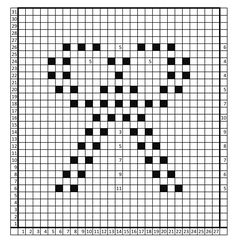 the cross stitch pattern is shown in black and white, as well as numbers on it