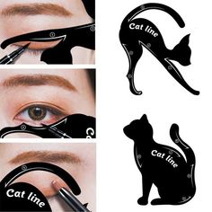 Color: 2pcs per bag 1 Eyeliner Cat Eye, Cat Eyeliner Stencil, Eyeliner Cat, Eye Makeup Stencil, Cat Eye Eyeliner, Crayon Eyeliner, Eyebrow Template, Big Eyes Makeup, Shadow Eyeliner