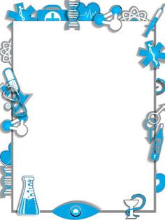 a blue and white frame with medical symbols