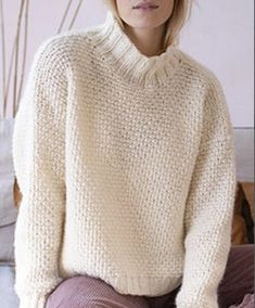 This is a PDF file containing the knitting pattern  Easy Sweater Women Knitting pattern/Instant PDF Download/Womens Pullover Top Chunky Look Sweater Pattern This sweater features an upright collar and a textured stitch pattern resembling popcorn. In addition to the straight needles, you'll need a 40 cm circular needle (5 mm) for the neckline. ALL PATTERNS ARE IN ENGLISH ONLY-PLEASE BE AWARE OF THIS due to age etc. some patterns might have markings that cannot be removed please be aware of this Chunky Sweater Pattern, Chunky Knit Sweater Pattern, Bulky Sweaters, Houndstooth Sweater, Chunky Knitting Patterns, Chunky Knitting, Pullover Mode, How To Purl Knit, Pdf Knitting Pattern