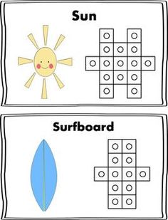 the sun and surfboard worksheet is shown in two different ways to help students learn