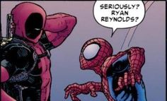 a comic strip with a spiderman and a deadpool