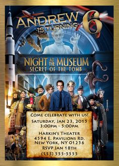 an event poster for the night at the museum