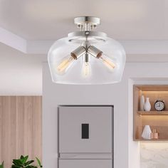 a modern ceiling light in a kitchen