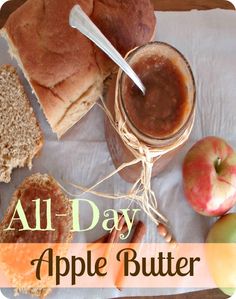 all day apple butter with apples and bread