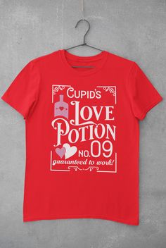 Available in sizes S-4XL unisex tee. Design colors may vary slightly from image. Casual Cotton T-shirt For Valentine's Day, Red Graphic Print T-shirt For Valentine's Day, Cupid Love, Statement Tees, Color Design, Mens Graphic Tshirt, Mens Tshirts, Mens Tops, Women's Top