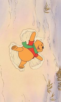 winnie the pooh flying through the air