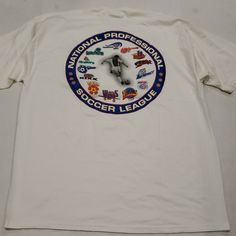 the national professional soccer league t - shirt is on display