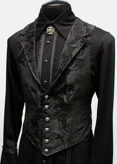 Pirate Costume Man, Aristocrat Vest, Gaun Abad Pertengahan, Black Tapestry, Victorian Gentleman, Steampunk Design, Fashion Suits For Men, 가을 패션, Fantasy Clothing