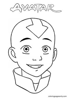 avatar coloring page with the word avatar above it and an image of a man's face