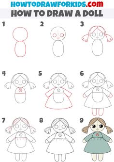 how to draw a doll step by step instructions for children and adults in easy steps