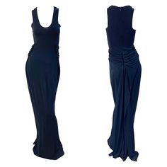 For Sale on 1stDibs - Exquisite vintage early 2000s TOM FORD for YVES SAINT LAURENT Rive Gauche black rayon jersey evening gown ! Features ruched detail above the back rear. Vintage Ysl Dress, Ysl Dress, Vintage Evening Gowns, Silk Evening Dress, Jersey Vintage, Vintage Ysl, Sleeveless Gown, Fantasy Gowns, Rive Gauche