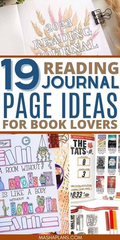 the top ten pages for book lovers to use in their journal or notebooks, with text that reads 19 reading journal page ideas for book lovers