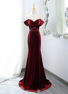 Wine Red Prom Dress, Long Party Dress, Red Mermaid, Prom Dress Evening, Green Tulle, Red Evening Dress, Blue Tulle, Evening Dresses Cocktail, Red Prom