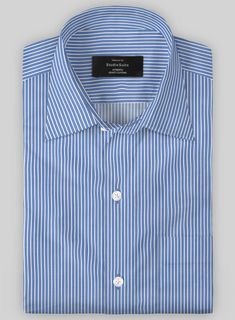 Reveal a distinctive chic stance with our Italian Lombardo Mariner Blue Stripes Shirt. Besides, the shirt is crafted with pure cotton material, bringing a brisk, airy, lightweight texture with a striped pattern over the blue color.  Meanwhile, tailoring emerges with a tactile touch and a cozy fit that employs a stylish statement. Likewise, the composed and laid-back elements merged, often finding their way into fashion with comfort. So, pair this shirt for attending crucial meetings and summer n Blue Cotton Dress Shirt With Relaxed Fit, Striped Cotton Dress Shirt For Summer, Summer Striped Cotton Dress Shirt, Blue Cotton Dress Shirt With Spread Collar, Classic Blue Cotton Dress Shirt, Classic Blue Relaxed Fit Dress Shirt, Into Fashion, Cozy Fits, Striped Shirt