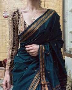 Back Blouse Designs Latest Simple, Saari Designs Latest, Casual Saree Look, Aesthetic Saree Look, Aesthetic Saree, Arrange Marriage, Sarees For Girls, Saree Wearing Styles