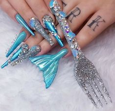 Crazy Acrylic Nails, Trendy Nail Art Designs, Mermaid Nails, Simple Nail Art Designs, Mermaid Tails, Trendy Nail Art