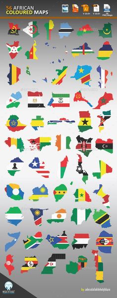 56 African Coloured Maps African Countries Map, African Map, African Continent, Country Maps, Flag Background, Graphic Tees Vintage, African Countries, Map Vector