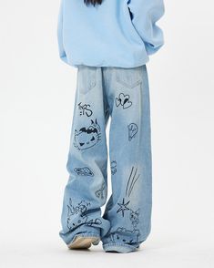 These Blue Grunge Aesthetic Jeans feature a wide-leg fit, front pocket details, and cat prints on both the front and back Size: • S: Waist: 64cm/ 25.2 in, Hips: 88cm/ 34.6 in, Length: 102cm/ 40.2 in• M: Waist: 68cm/ 26.8 in, Hips: 92cm/ 36.2 in, Length: 103cm/ 40.6 in• L: Waist: 72cm/ 28.3 in, Hips: 96cm/ 37.8 in, Length: 104cm/ 40.9 in• XL: Waist: 76cm/ 29.9 in, Hips: 100cm/ 39.4 in, Length: 105cm/ 41.3 in• XXL: Waist: 80cm/ 31.5 in, Hips: 104cm/ 40.9 in, Length: 106cm/ 41.7 inMaterial: Denim Blue Grunge Aesthetic, With Cat, Aesthetic Jeans, Indie Aesthetic Outfits, Blue Grunge, Jeans Grunge, Cat Prints, Grunge Jeans, Style Kawaii