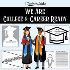 we are college and career ready poster with two people in graduation caps and gowns