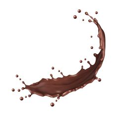 chocolate splashing into the air on a white background