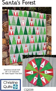 Santa's Forest Santa Quilt, Forest Quilt, Triangle Quilt Pattern, Tree Skirt Pattern, Xmas Tree Skirts, Christmas Tree Quilt, Christmas Quilt Patterns, Quilt Care, Holiday Quilts