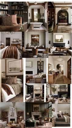 a collage of photos showing different rooms and furnishings in various styles, sizes and colors