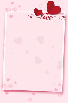 a pink paper with hearts on it