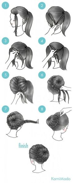 Apaixonada!! Lakaran Fesyen, Anak Haiwan, Tips Hair, Easy Hairstyle, Fesyen Rambut, Braided Bun, Trendy Hair, Diy Tips