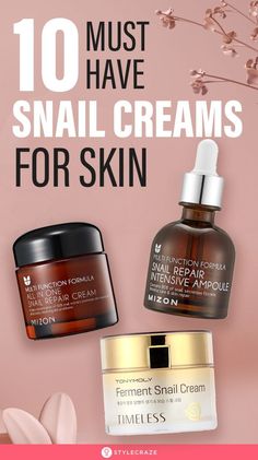 10 Best Snail Creams For Skin:  Thanks to K-beauty brands for coming out with these products that we could have never even imagined! We’ve rounded up the best snail creams available on the market right now. Check them out below! #SnailCreams #KBeauty #KoreanSkincare #Beauty #BeautyHacks Skincare Ideas, Snail Cream, Skin Care Cream, Facial Moisturizers, Skin Repair, Repair Cream, Natural Beauty Tips, Facial Cream, Healthy Skin Care