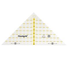 a white triangle with the word omnigrd written on it and yellow dots in front