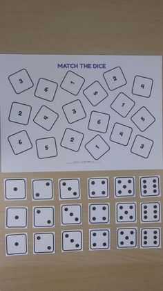 the matching numbers and dices are shown